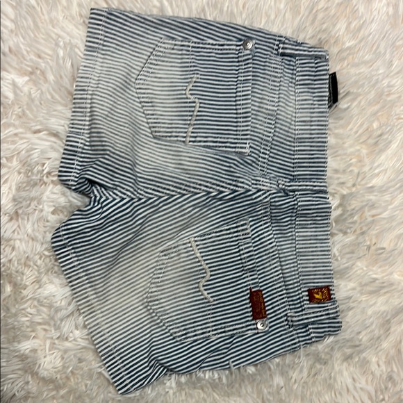 7 for all man kind Striped Denim Shorts - Picture 2 of 2